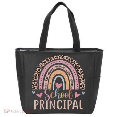 School Principal Rainbow Leopard Funny School Principal Tote Bag