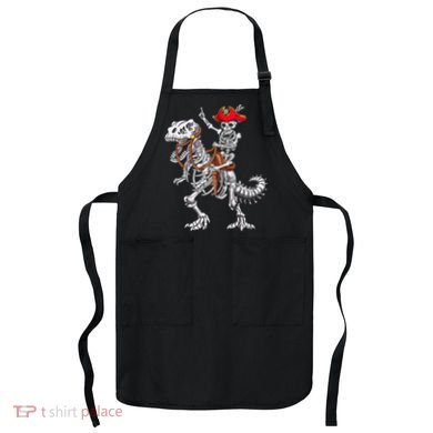 Skeleton Pirate Riding Skeleton Dinosaur Halloween Costume Apron