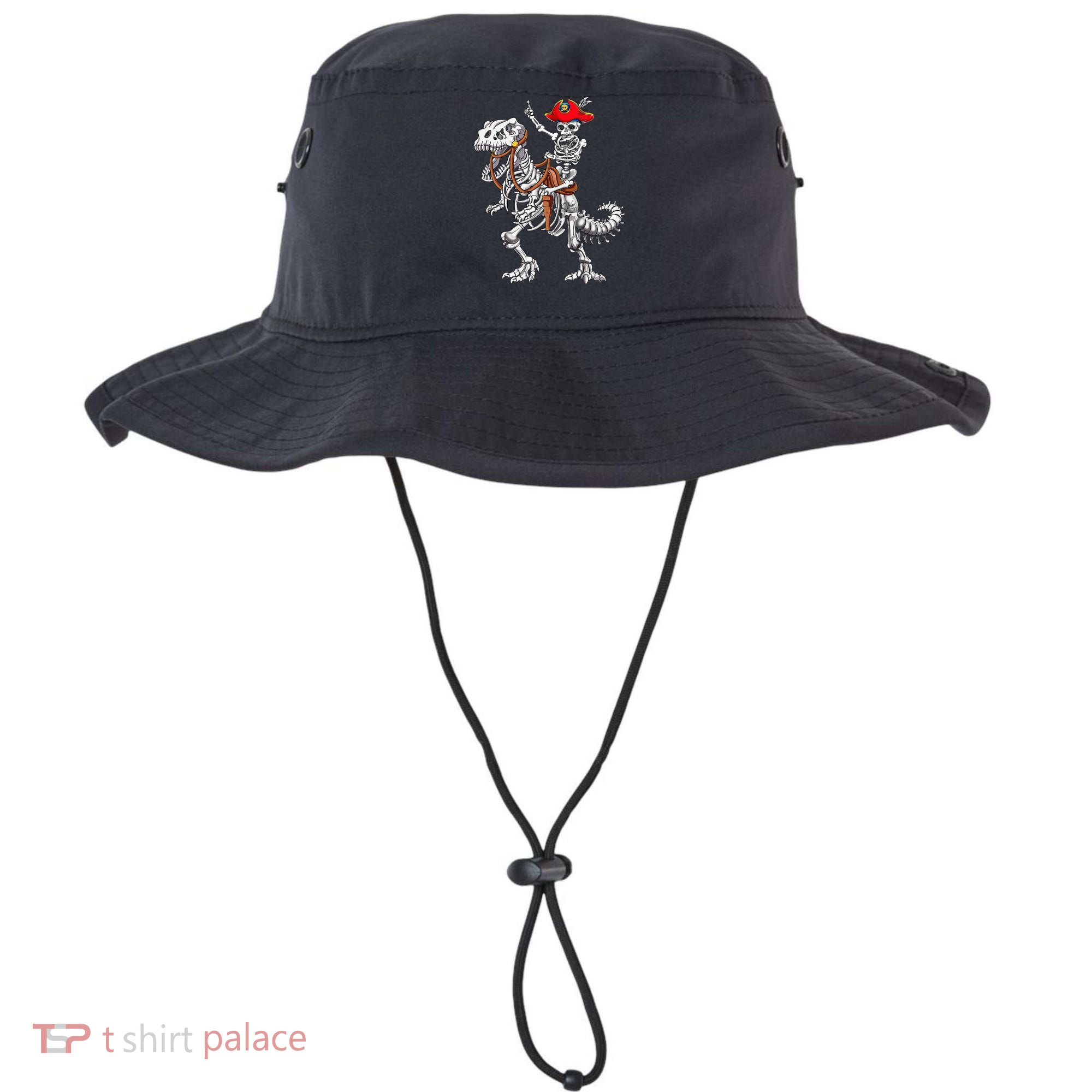 Skeleton Pirate Riding Skeleton Dinosaur Halloween Costume Bucket Hat