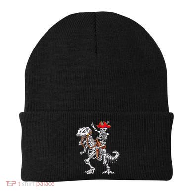 Skeleton Pirate Riding Skeleton Dinosaur Halloween Costume Beanie