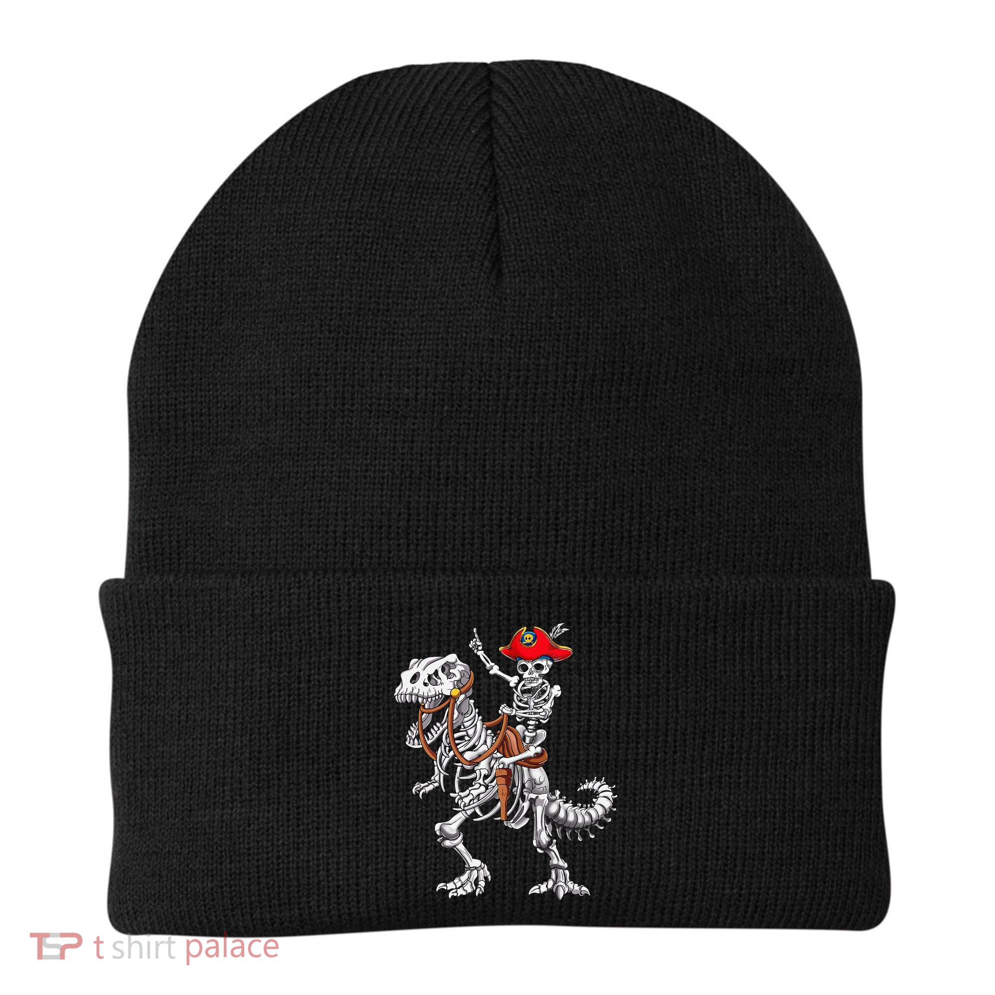 Skeleton Pirate Riding Skeleton Dinosaur Halloween Costume Beanie