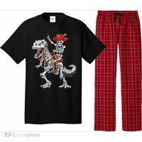 Skeleton Pirate Riding Skeleton Dinosaur Halloween Costume Pajama Set thumb 0