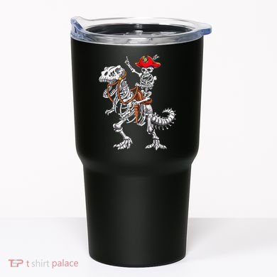 Skeleton Pirate Riding Skeleton Dinosaur Halloween Costume Tumbler