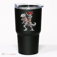 Skeleton Pirate Riding Skeleton Dinosaur Halloween Costume Tumbler thumb 0