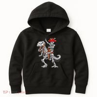 Skeleton Pirate Riding Skeleton Dinosaur Halloween Costume Kids Hoodie thumb 0