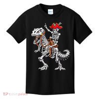 Skeleton Pirate Riding Skeleton Dinosaur Halloween Costume Kids T-Shirt thumb 0