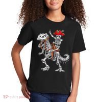 Skeleton Pirate Riding Skeleton Dinosaur Halloween Costume Kids T-Shirt thumb 2