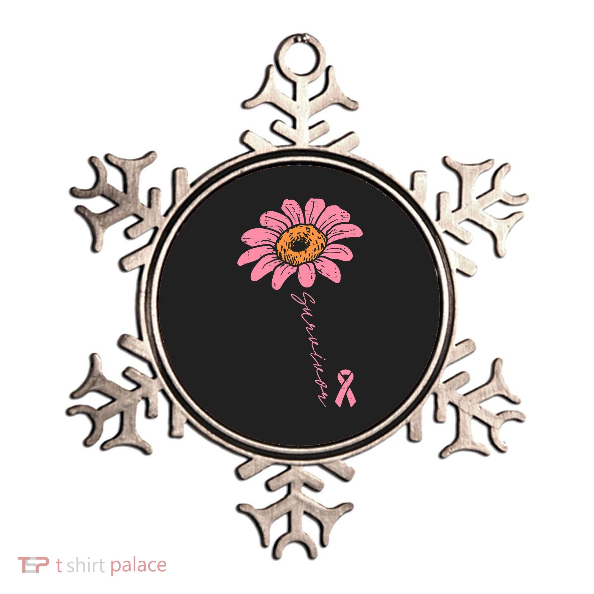 Sunflower Pink Ribbon Breast Cancer Survivor Awareness Ornament