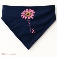 Sunflower Pink Ribbon Breast Cancer Survivor Awareness USA-Made Doggie Bandana thumb 0