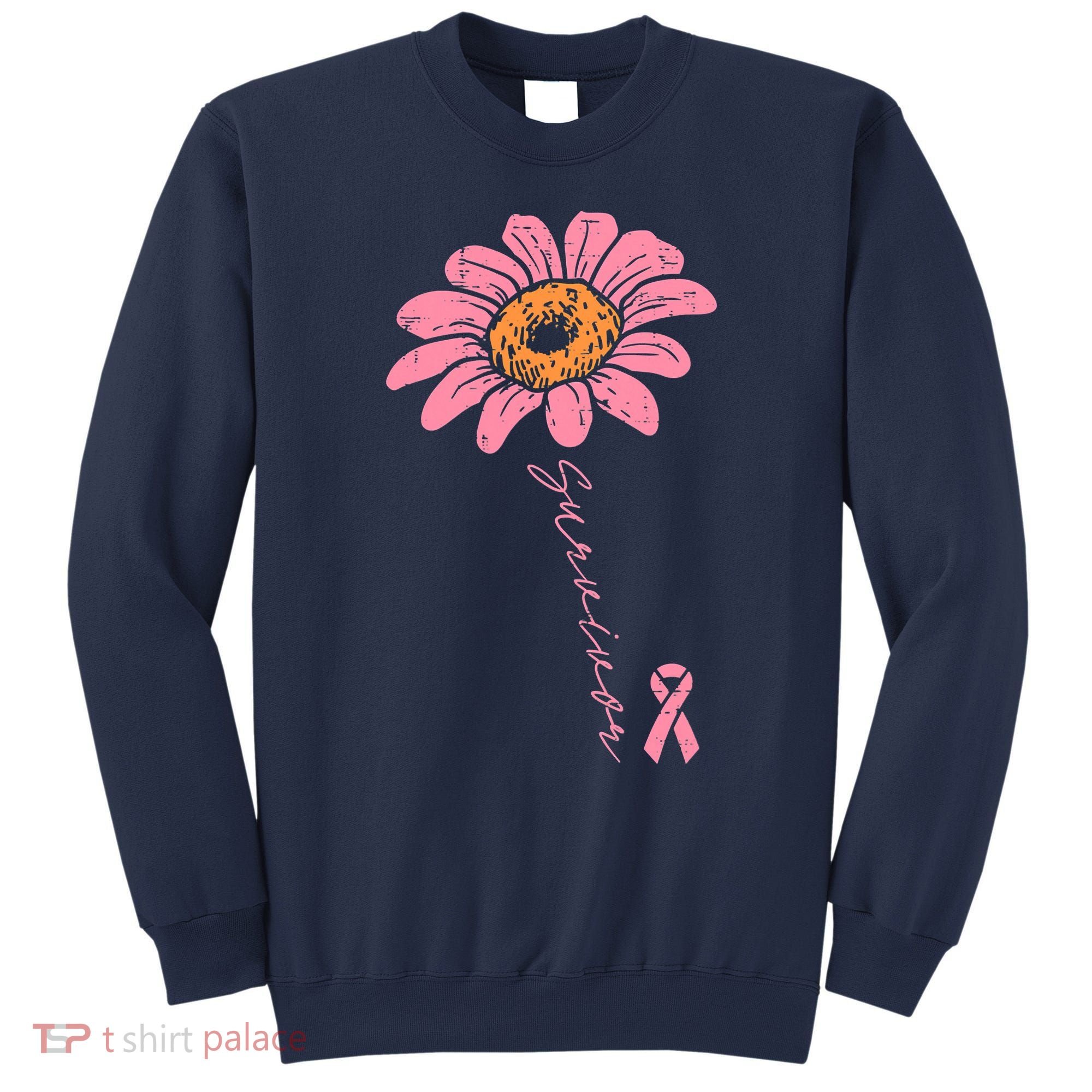 Sunflower Pink Ribbon Breast Cancer Survivor Awareness Sweatshirt