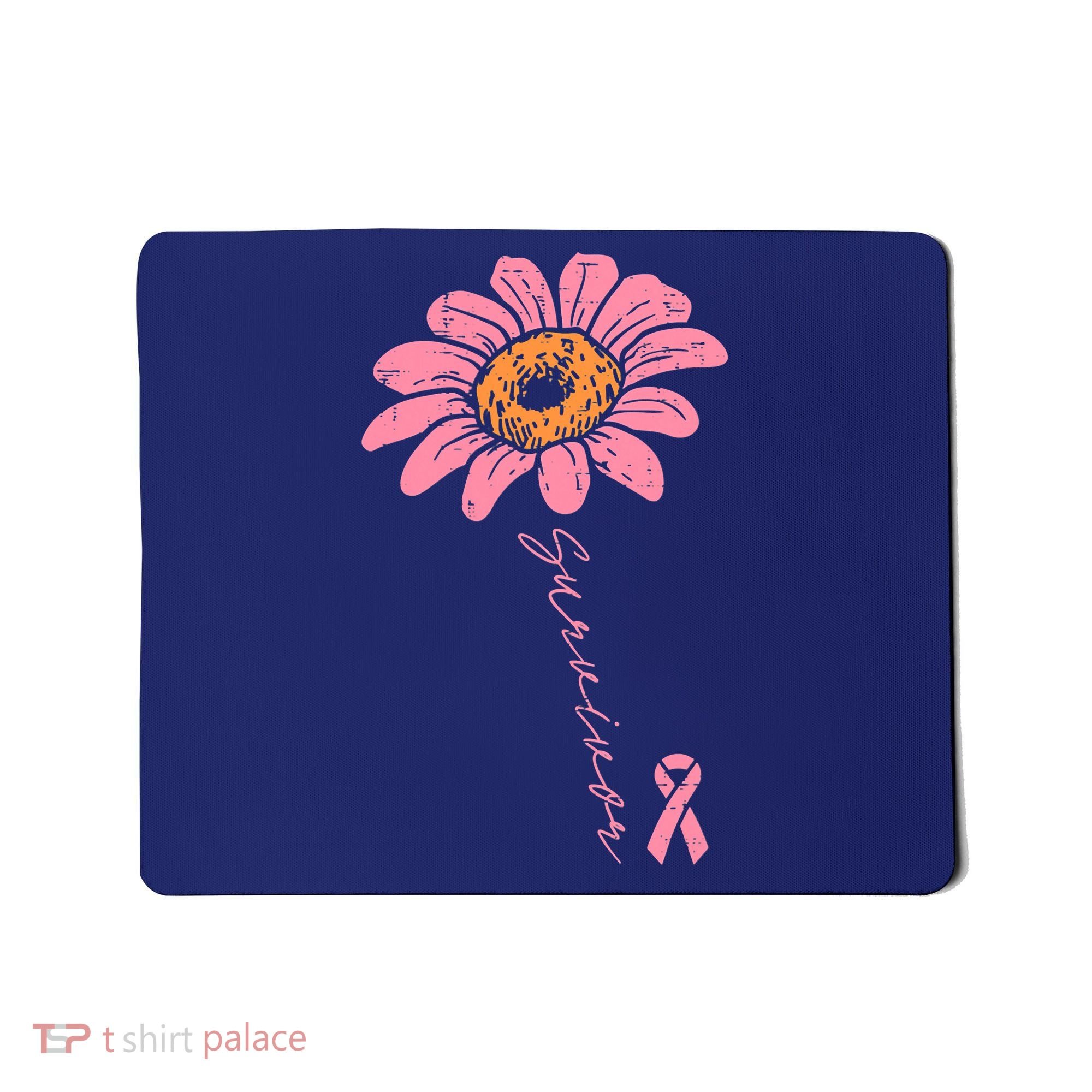Sunflower Pink Ribbon Breast Cancer Survivor Awareness Mousepad