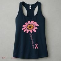 Sunflower Pink Ribbon Breast Cancer Survivor Awareness Women's Tank Top thumb 3