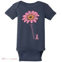 Sunflower Pink Ribbon Breast Cancer Survivor Awareness Baby Bodysuit thumb 0