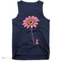 Sunflower Pink Ribbon Breast Cancer Survivor Awareness Tank Top thumb 0