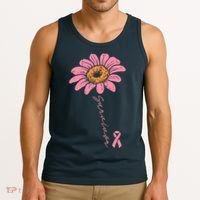 Sunflower Pink Ribbon Breast Cancer Survivor Awareness Tank Top thumb 3