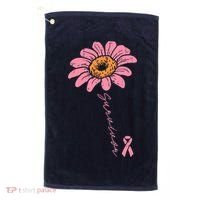 Sunflower Pink Ribbon Breast Cancer Survivor Awareness Golf Towel thumb 0