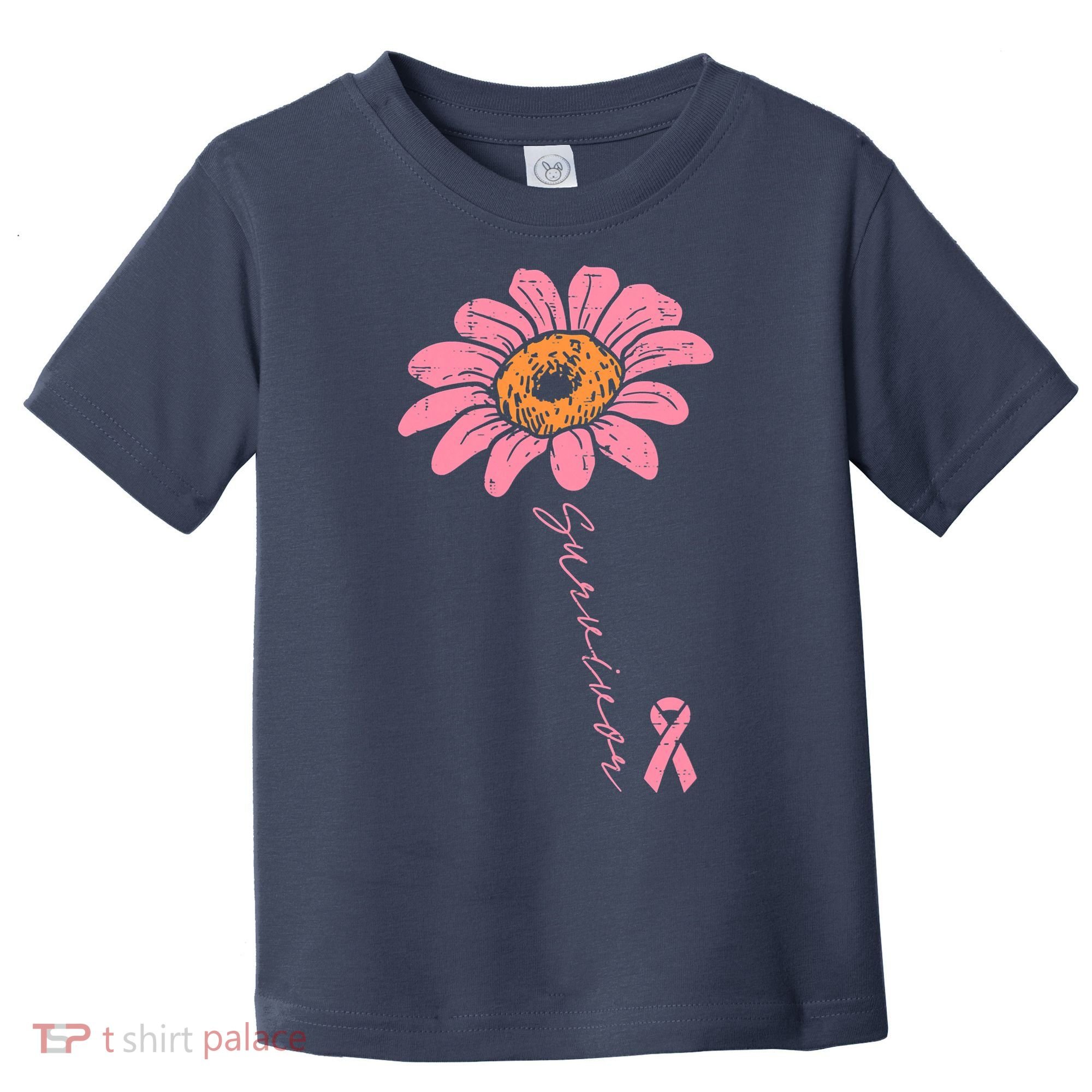 Sunflower Pink Ribbon Breast Cancer Survivor Awareness Toddler T-Shirt