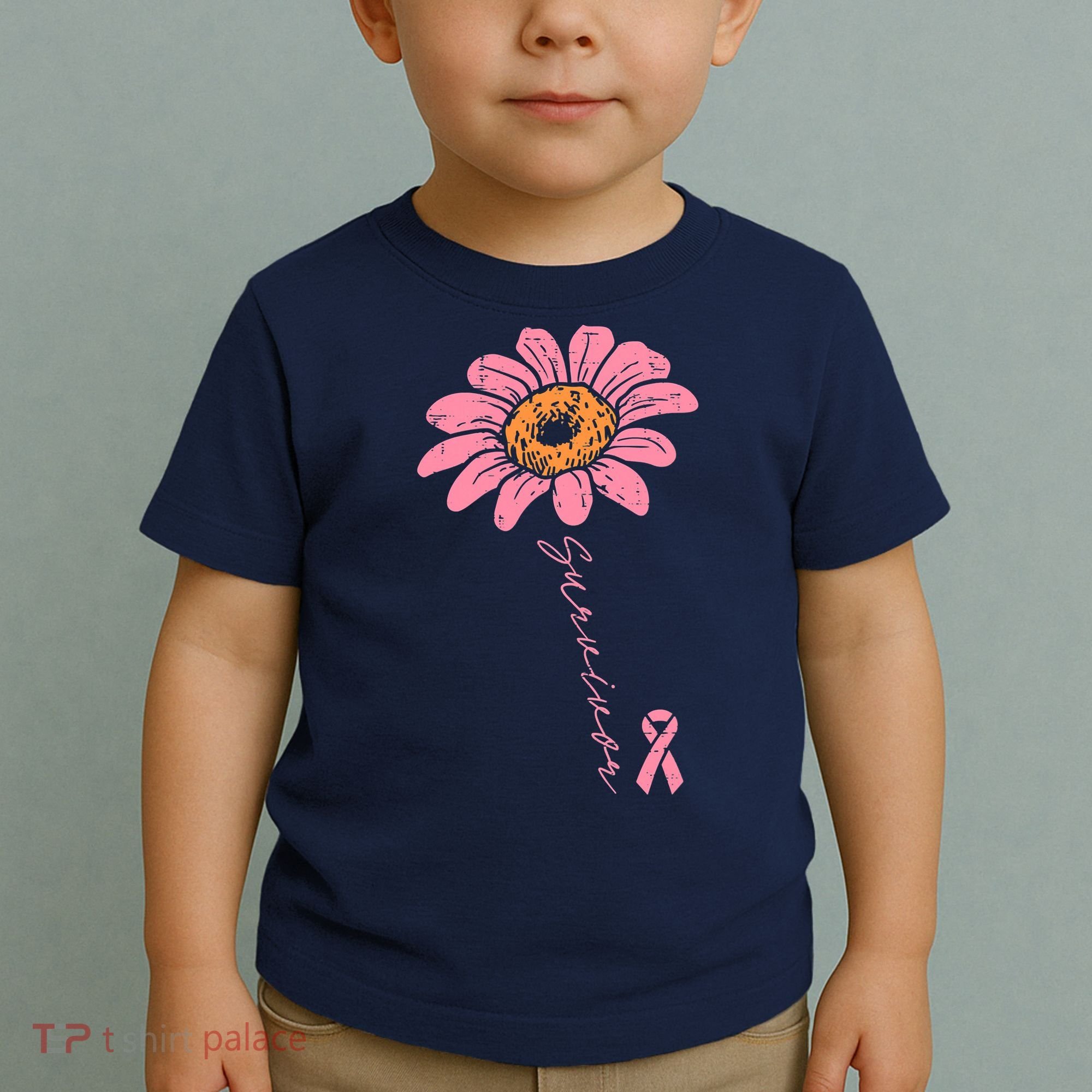 Sunflower Pink Ribbon Breast Cancer Survivor Awareness Toddler T-Shirt