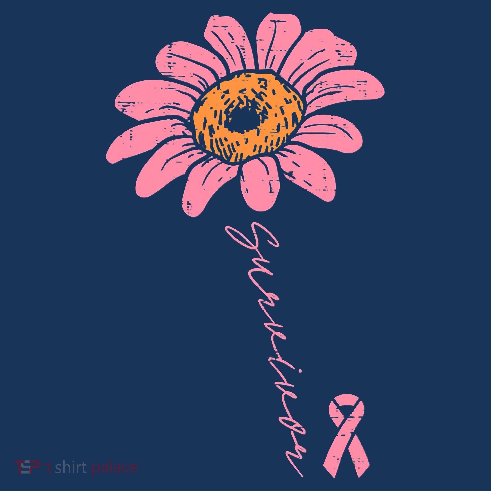 Sunflower Pink Ribbon Breast Cancer Survivor Awareness Women's T-Shirt