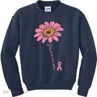 Sunflower Pink Ribbon Breast Cancer Survivor Awareness Kids Sweatshirt thumb 0