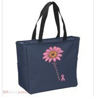 Sunflower Pink Ribbon Breast Cancer Survivor Awareness Tote Bag thumb 2