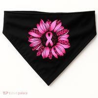 Sunflower Pink Ribbon Breast Cancer Awareness USA-Made Doggie Bandana thumb 0
