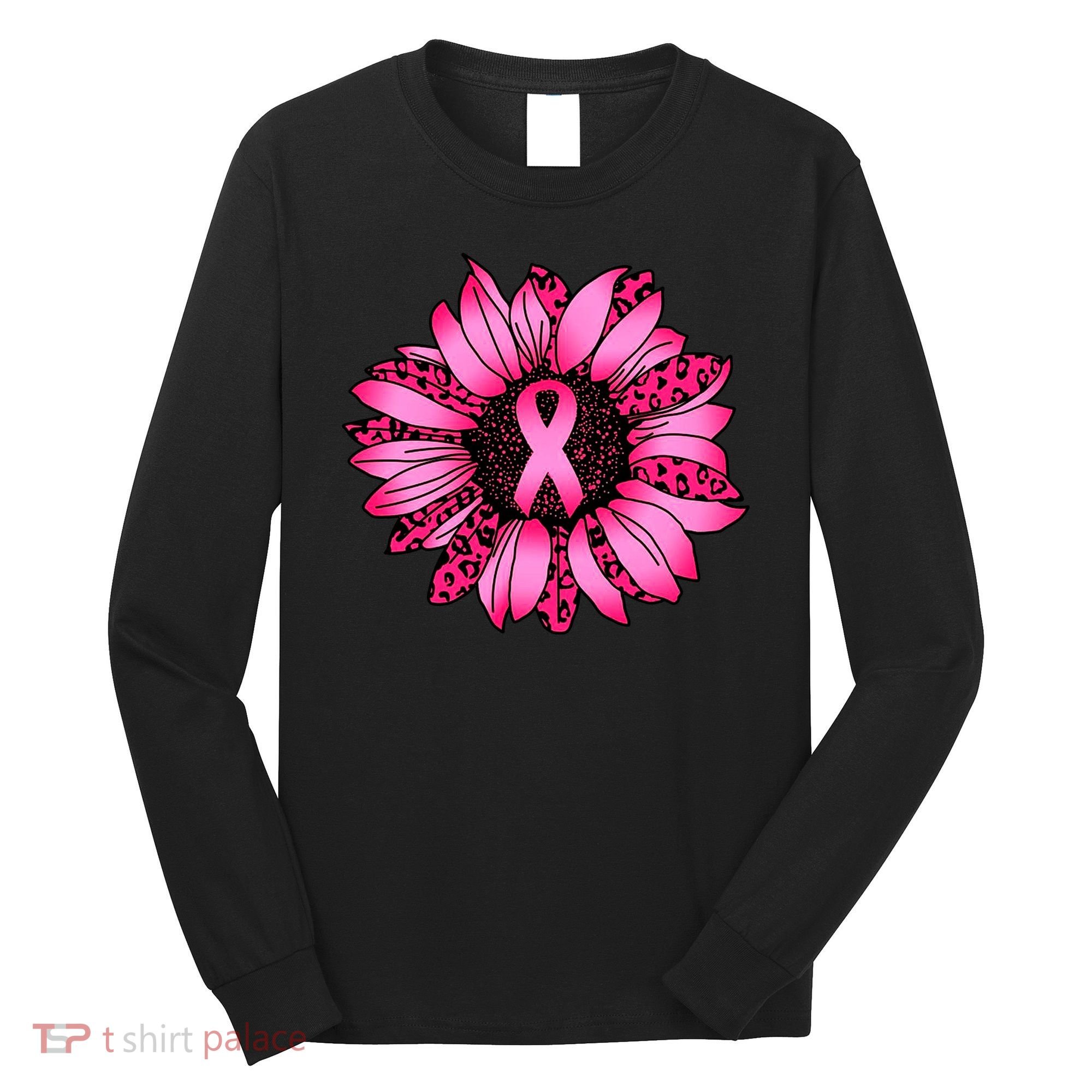 Sunflower Pink Ribbon Breast Cancer Awareness Long Sleeve Shirt