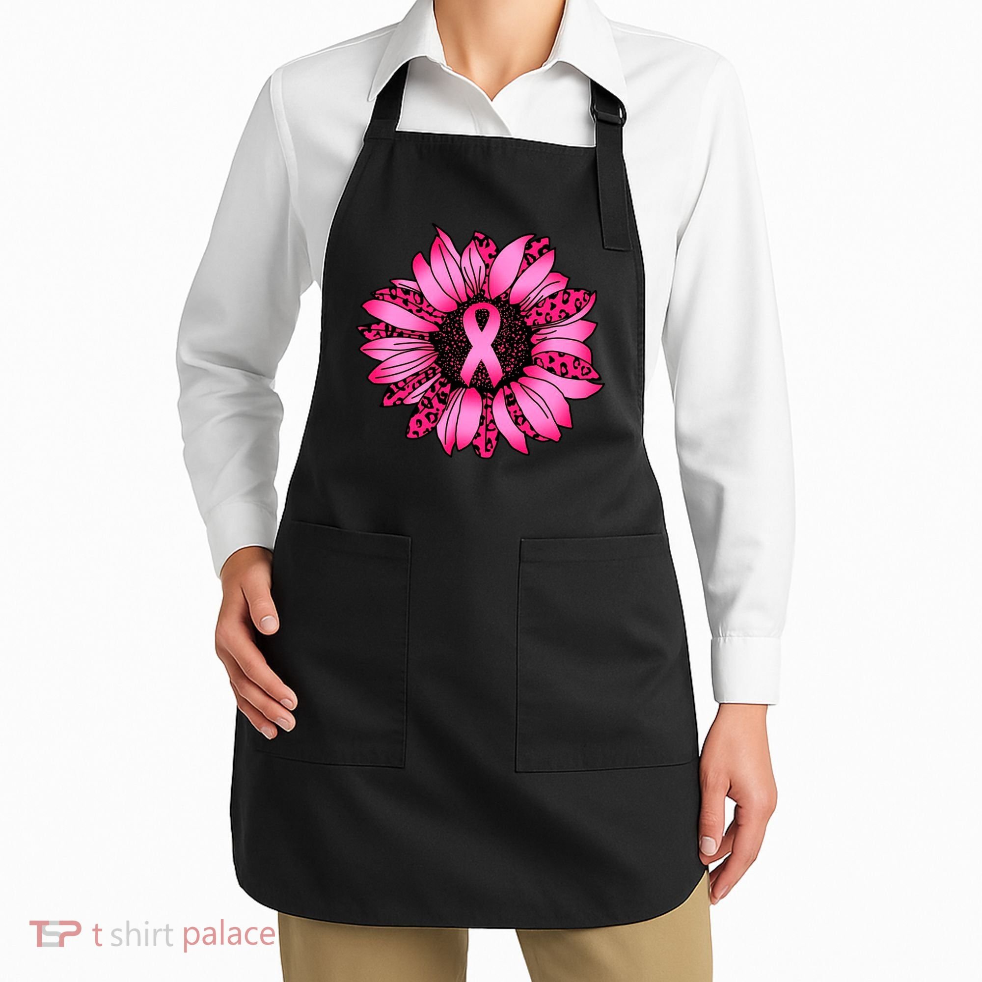 Sunflower Pink Ribbon Breast Cancer Awareness Apron