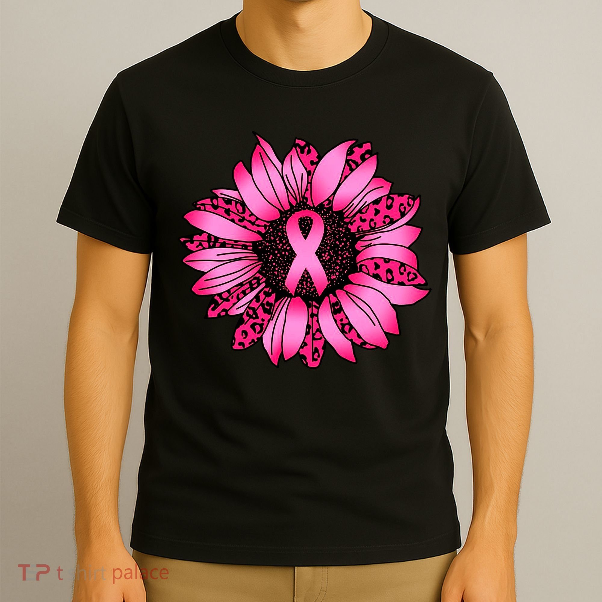 Sunflower Pink Ribbon Breast Cancer Awareness T-Shirt