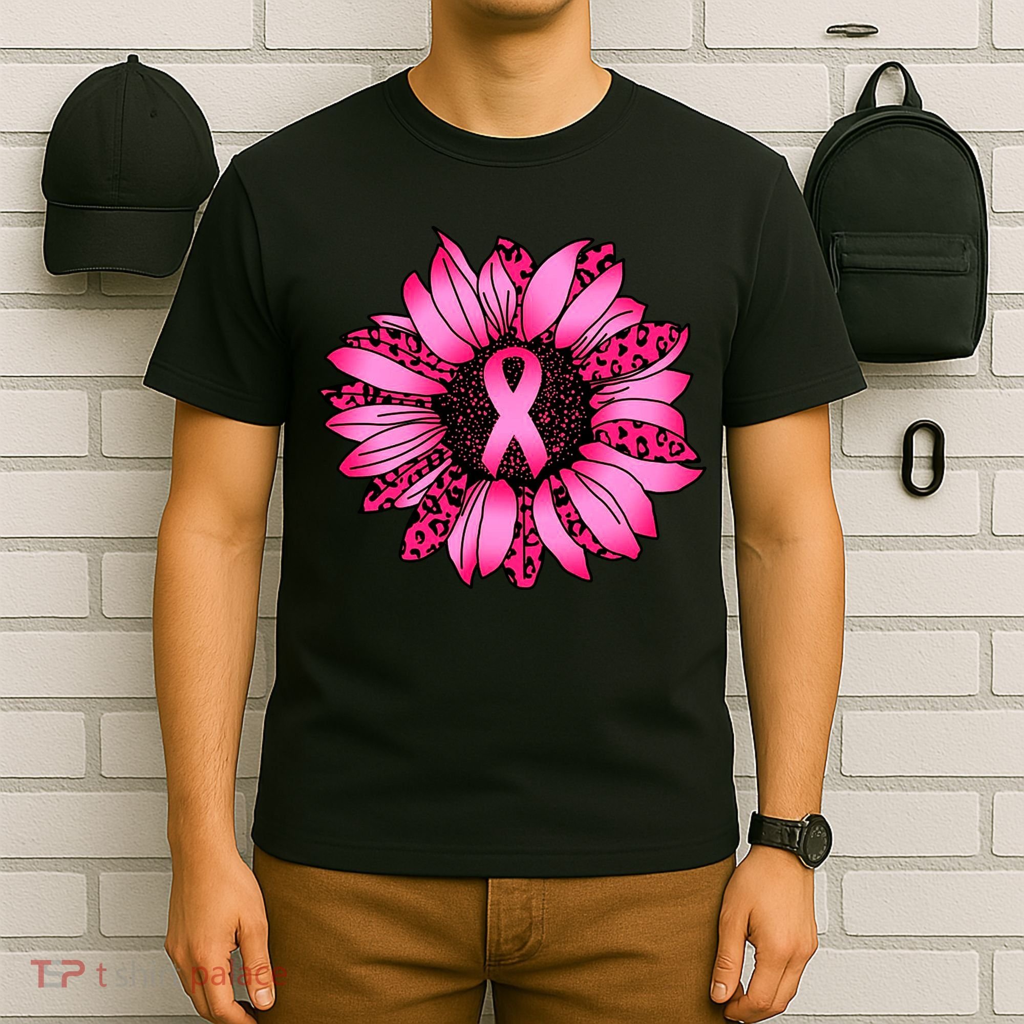 Sunflower Pink Ribbon Breast Cancer Awareness T-Shirt