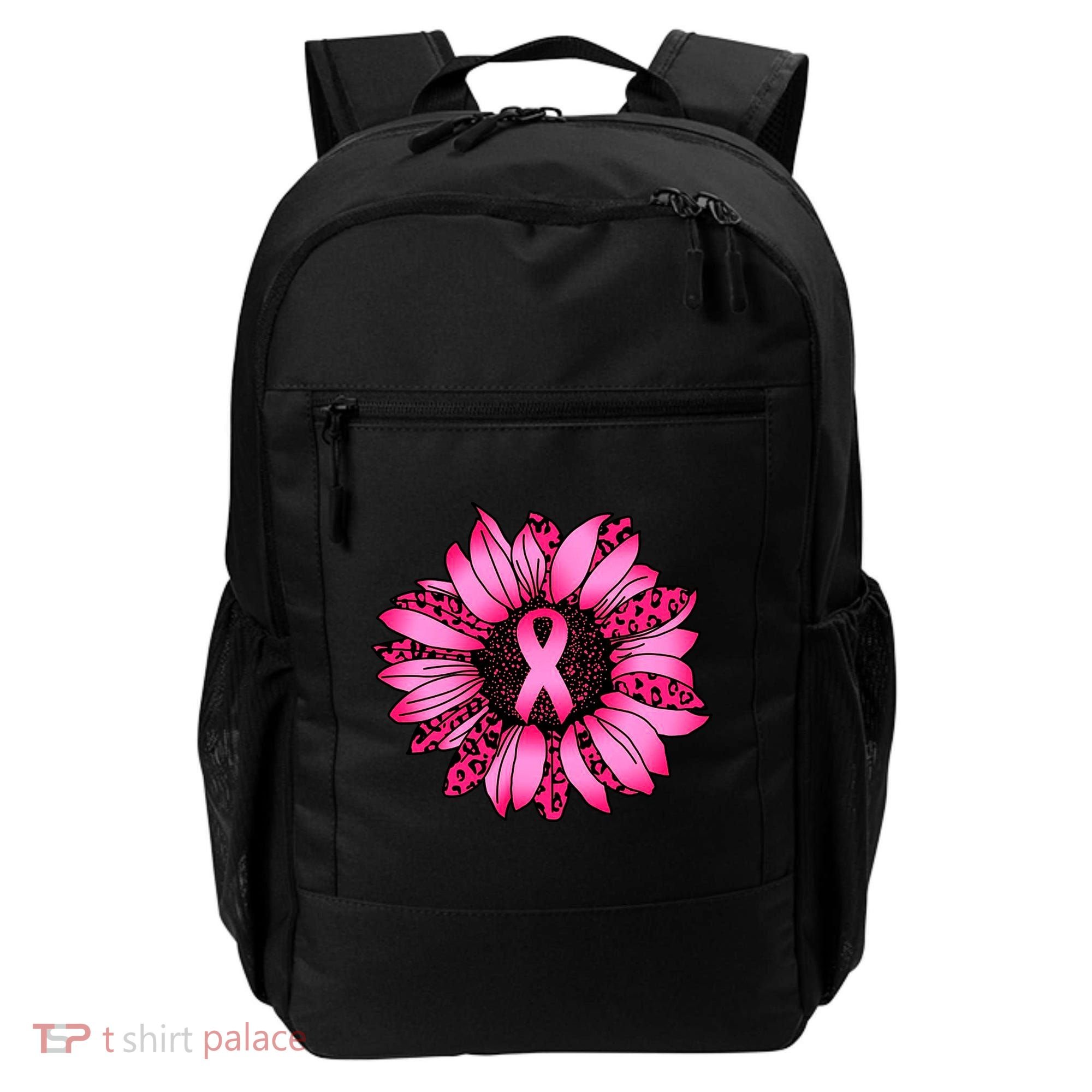 Sunflower Pink Ribbon Breast Cancer Awareness Backpack