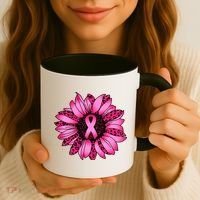Sunflower Pink Ribbon Breast Cancer Awareness Coffee Mug thumb 3