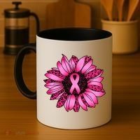 Sunflower Pink Ribbon Breast Cancer Awareness Coffee Mug thumb 4