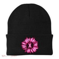 Sunflower Pink Ribbon Breast Cancer Awareness Beanie thumb 0