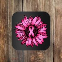 Sunflower Pink Ribbon Breast Cancer Awareness Coaster thumb 0