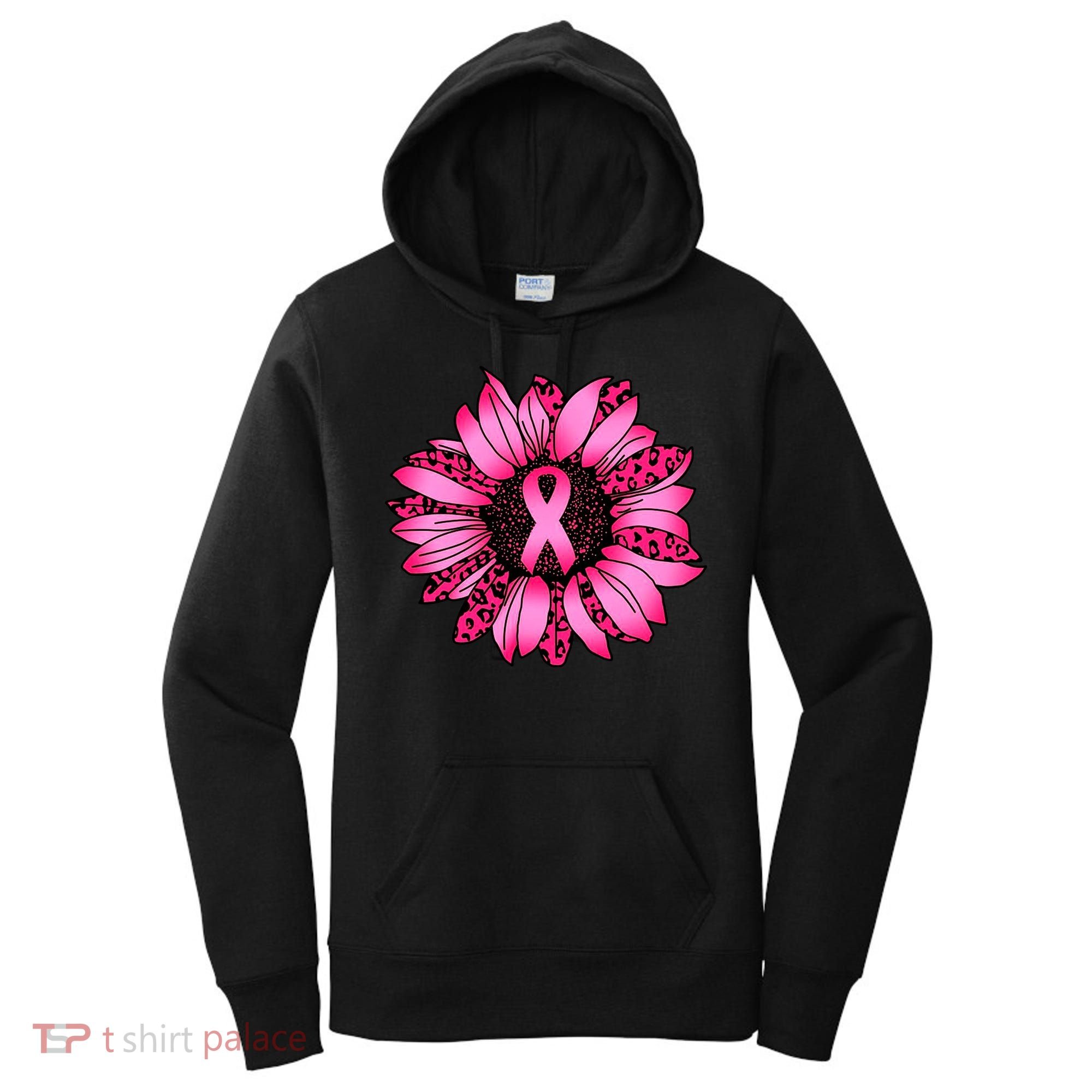 Sunflower Pink Ribbon Breast Cancer Awareness Women's Hoodie