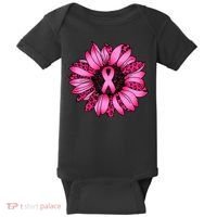 Sunflower Pink Ribbon Breast Cancer Awareness Baby Bodysuit thumb 0