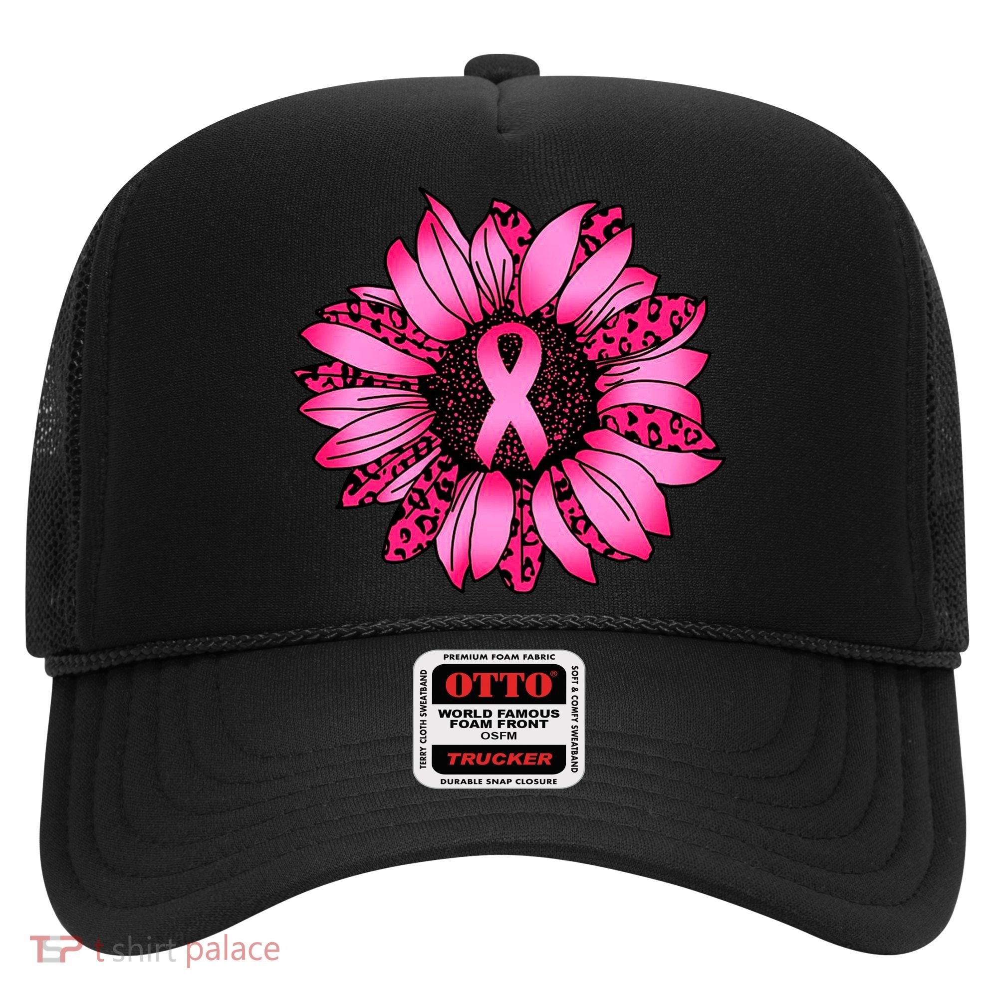 Sunflower Pink Ribbon Breast Cancer Awareness Hat