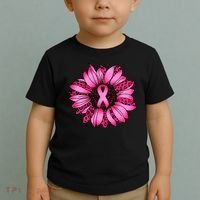 Sunflower Pink Ribbon Breast Cancer Awareness Toddler T-Shirt thumb 2