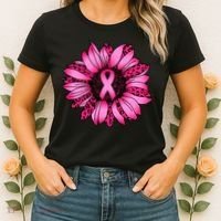 Sunflower Pink Ribbon Breast Cancer Awareness Women's T-Shirt thumb 2