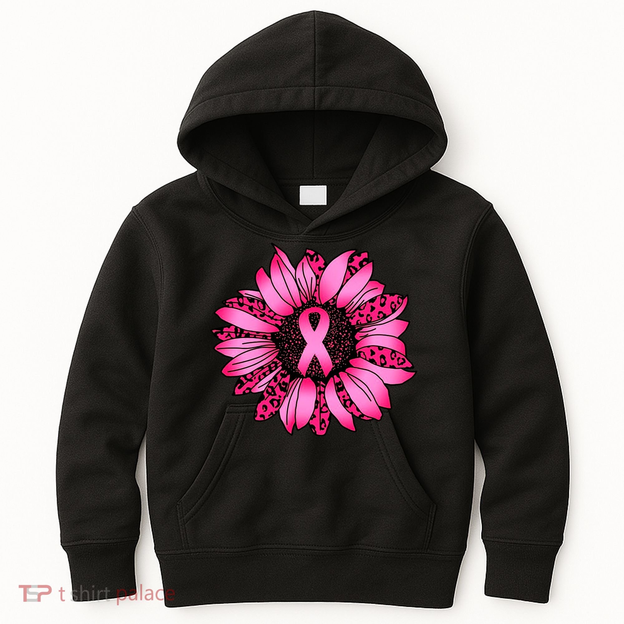 Sunflower Pink Ribbon Breast Cancer Awareness Kids Hoodie