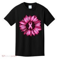 Sunflower Pink Ribbon Breast Cancer Awareness Kids T-Shirt thumb 0