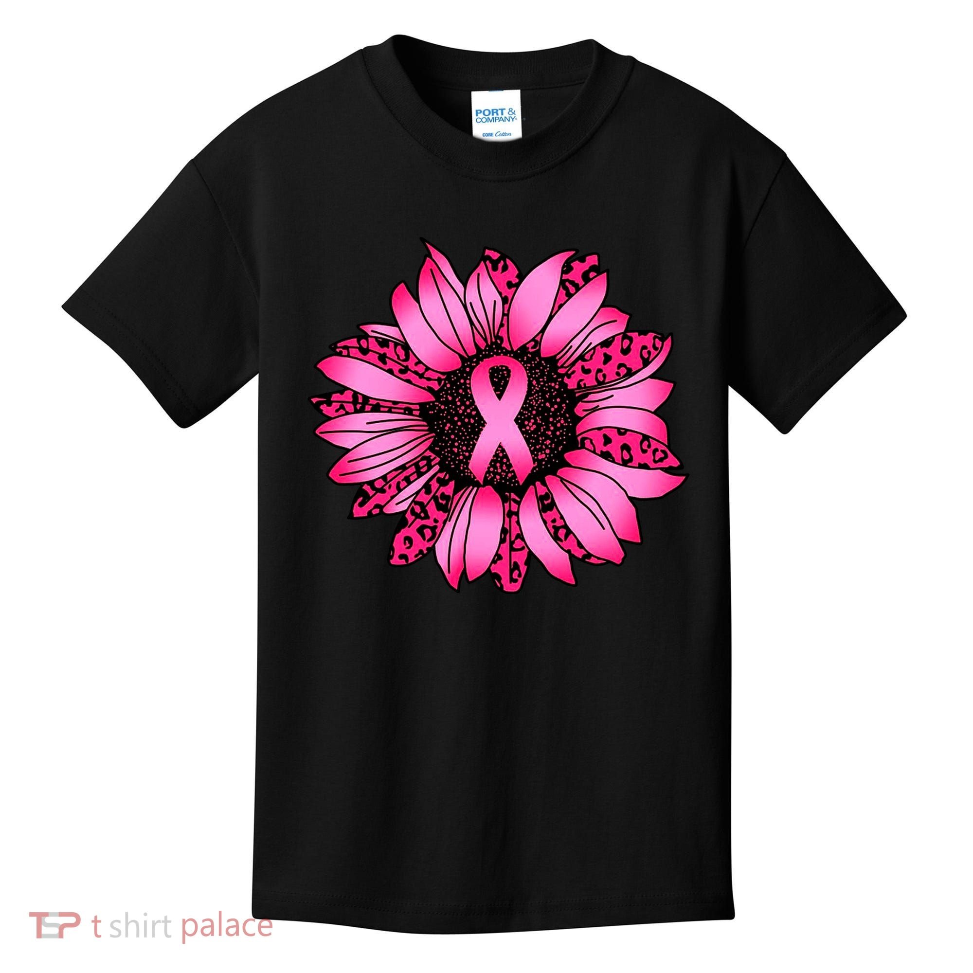 Sunflower Pink Ribbon Breast Cancer Awareness Kids T-Shirt