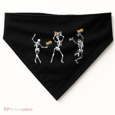 Skeleton Pride Rainbow Lgbtq Funny Pride. USA-Made Doggie Bandana