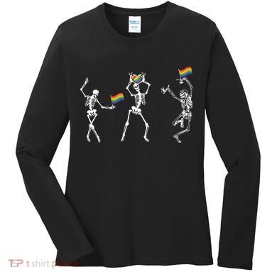 Skeleton Pride Rainbow Lgbtq Funny Pride. Women's Long Sleeve Shirt