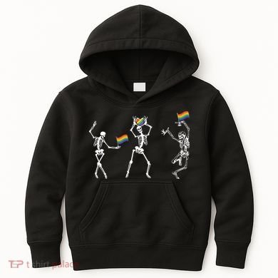 Skeleton Pride Rainbow Lgbtq Funny Pride. Kids Hoodie