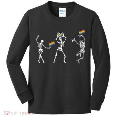 Skeleton Pride Rainbow Lgbtq Funny Pride. Kids Long Sleeve Shirt