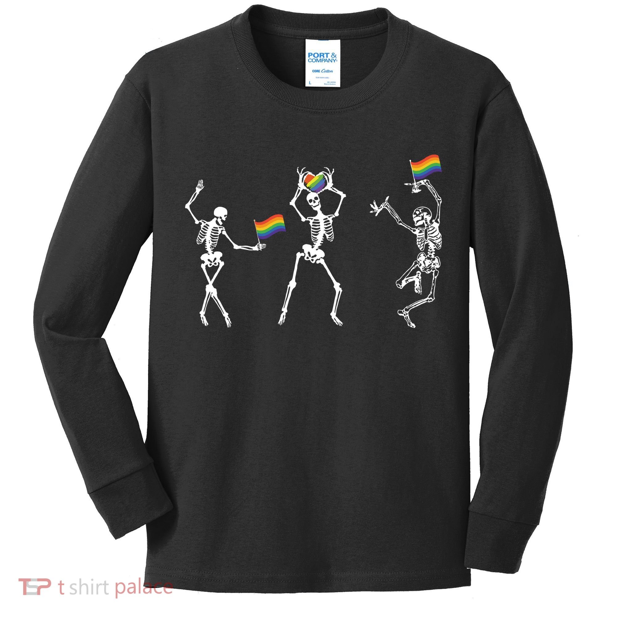 Skeleton Pride Rainbow Lgbtq Funny Pride. Kids Long Sleeve Shirt