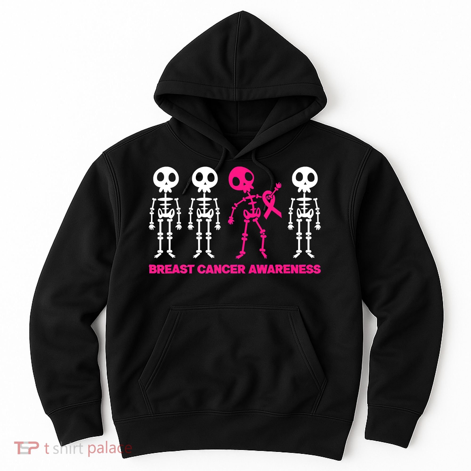 Skeleton Pink Ribbon Breast Cancer Awareness Halloween Boys Hoodie