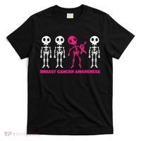 Skeleton Pink Ribbon Breast Cancer Awareness Halloween Boys T-Shirt thumb 0